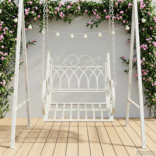 vidaXL Swing Bench Steel 71 x 75 x 59 cm Antique White