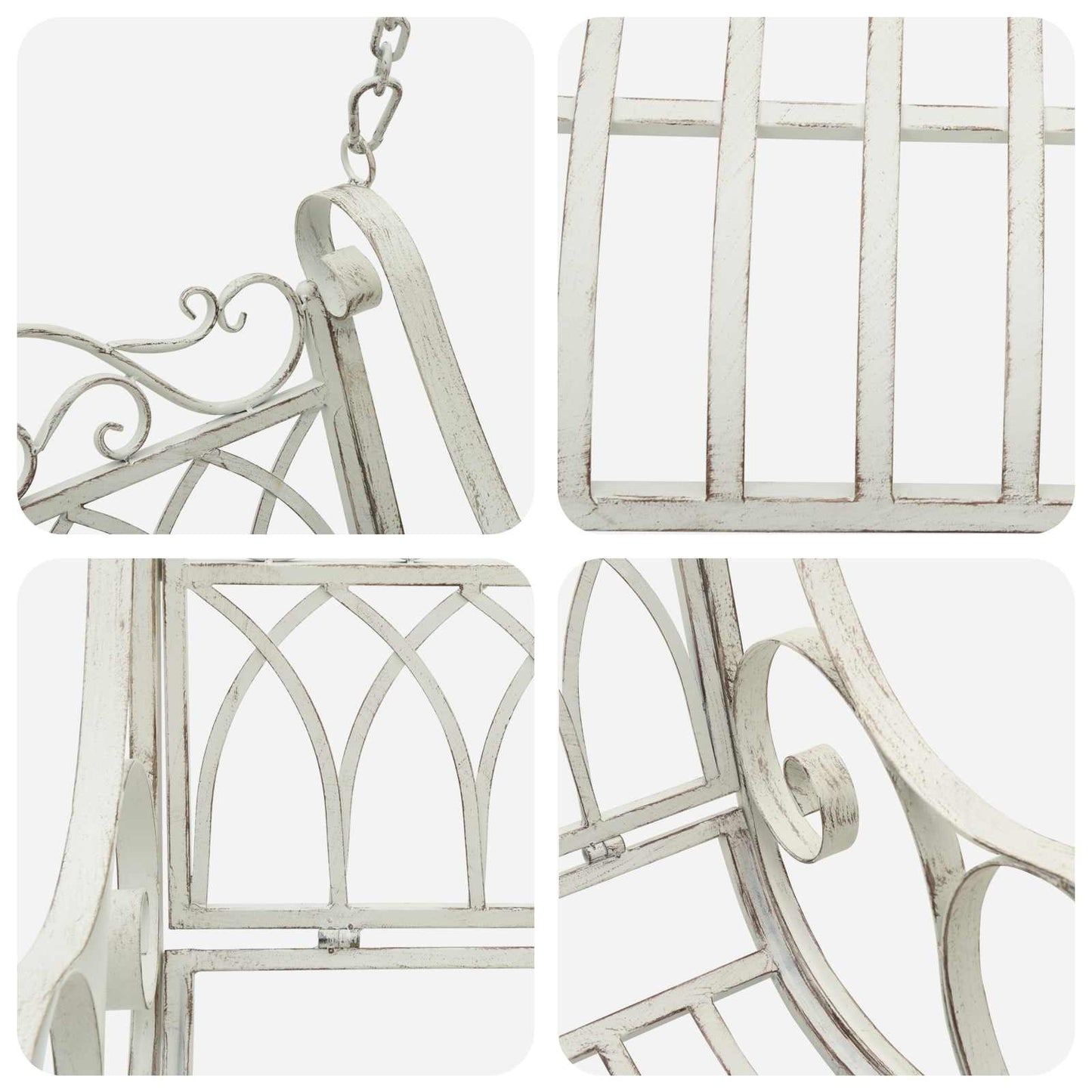 vidaXL Swing Bench Steel 109 x 75 x 59 cm Antique White