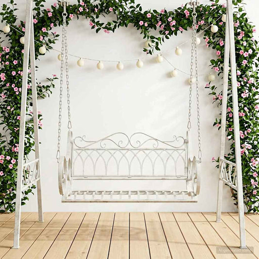 vidaXL Swing Bench Steel 109 x 75 x 59 cm Antique White