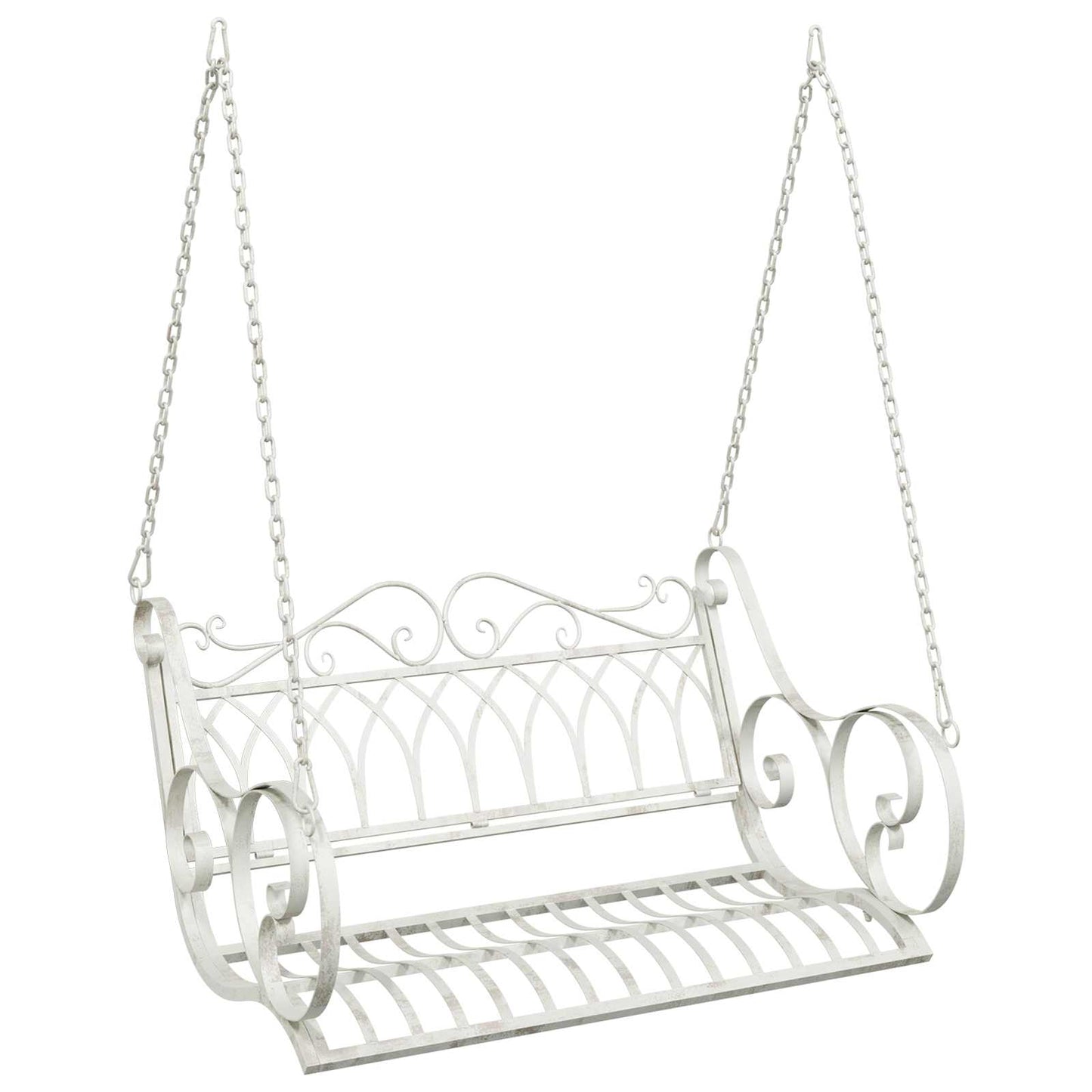 vidaXL Swing Bench Steel 109 x 75 x 59 cm Antique White