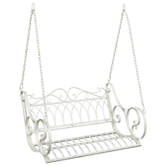 vidaXL Swing Bench Steel 109 x 75 x 59 cm Antique White