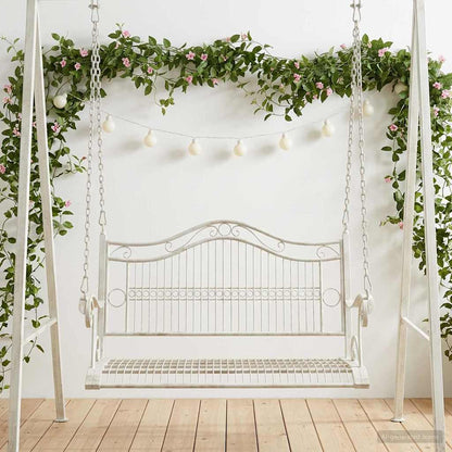 vidaXL Swing Bench Steel 115 x 61 x 63 cm Antique White