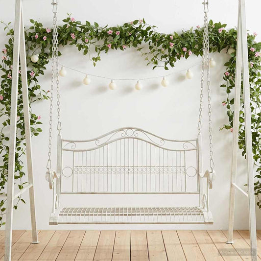vidaXL Swing Bench Steel 115 x 61 x 63 cm Antique White