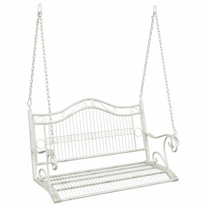 vidaXL Swing Bench Steel 115 x 61 x 63 cm Antique White
