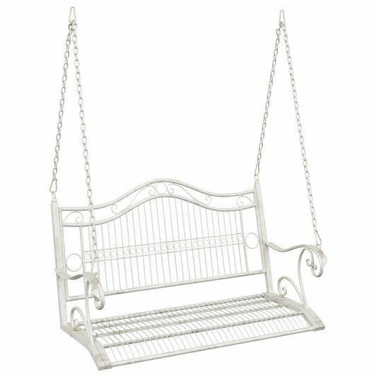 vidaXL Swing Bench Steel 115 x 61 x 63 cm Antique White