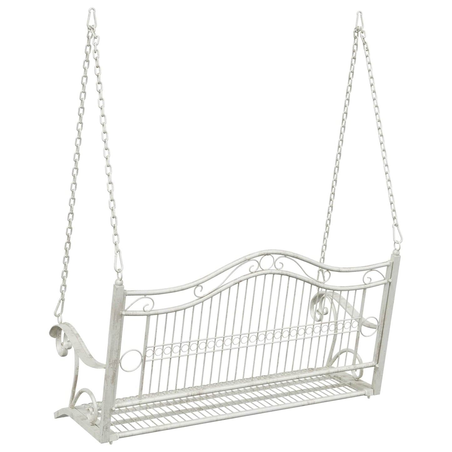 vidaXL Swing Bench Steel 115 x 61 x 63 cm Antique White