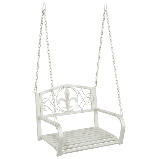 vidaXL Swing Bench Steel 71.5 x 59 x 55 cm Antique White