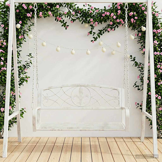 vidaXL Swing Bench Steel 110.5 x 59 x 55 cm Antique White