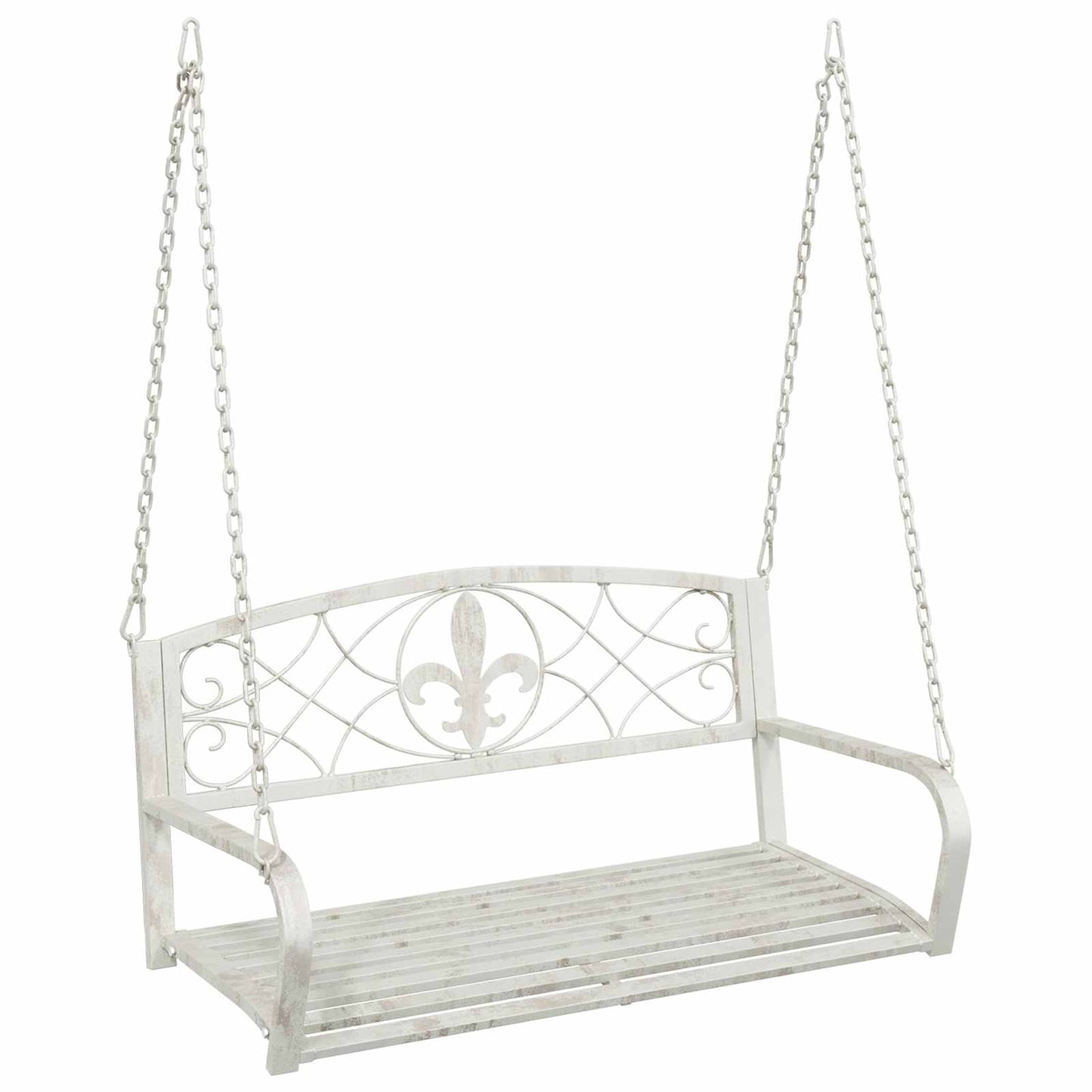 vidaXL Swing Bench Steel 110.5 x 59 x 55 cm Antique White