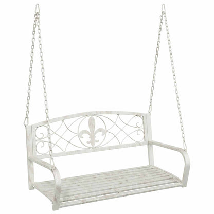 vidaXL Swing Bench Steel 110.5 x 59 x 55 cm Antique White