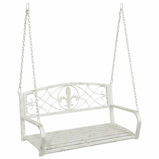 vidaXL Swing Bench Steel 110.5 x 59 x 55 cm Antique White