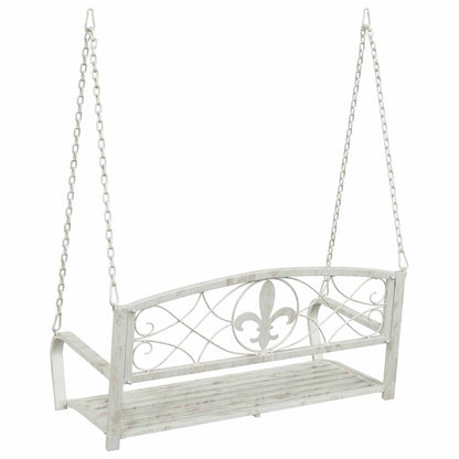 vidaXL Swing Bench Steel 110.5 x 59 x 55 cm Antique White