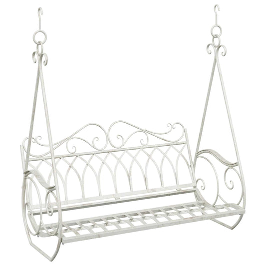 vidaXL Swing Bench Steel 112 x 60 x 126.5 cm Antique White