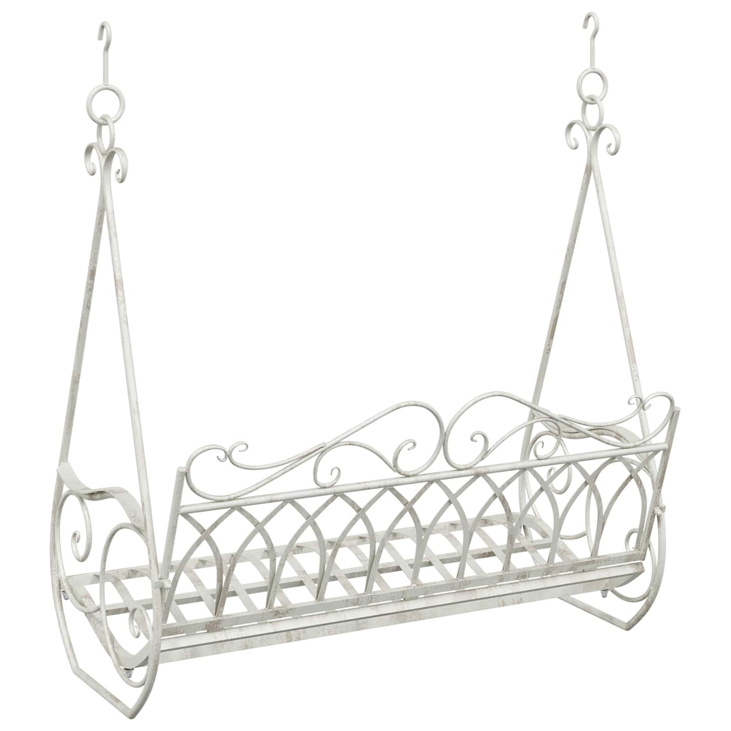 vidaXL Swing Bench Steel 112 x 60 x 126.5 cm Antique White