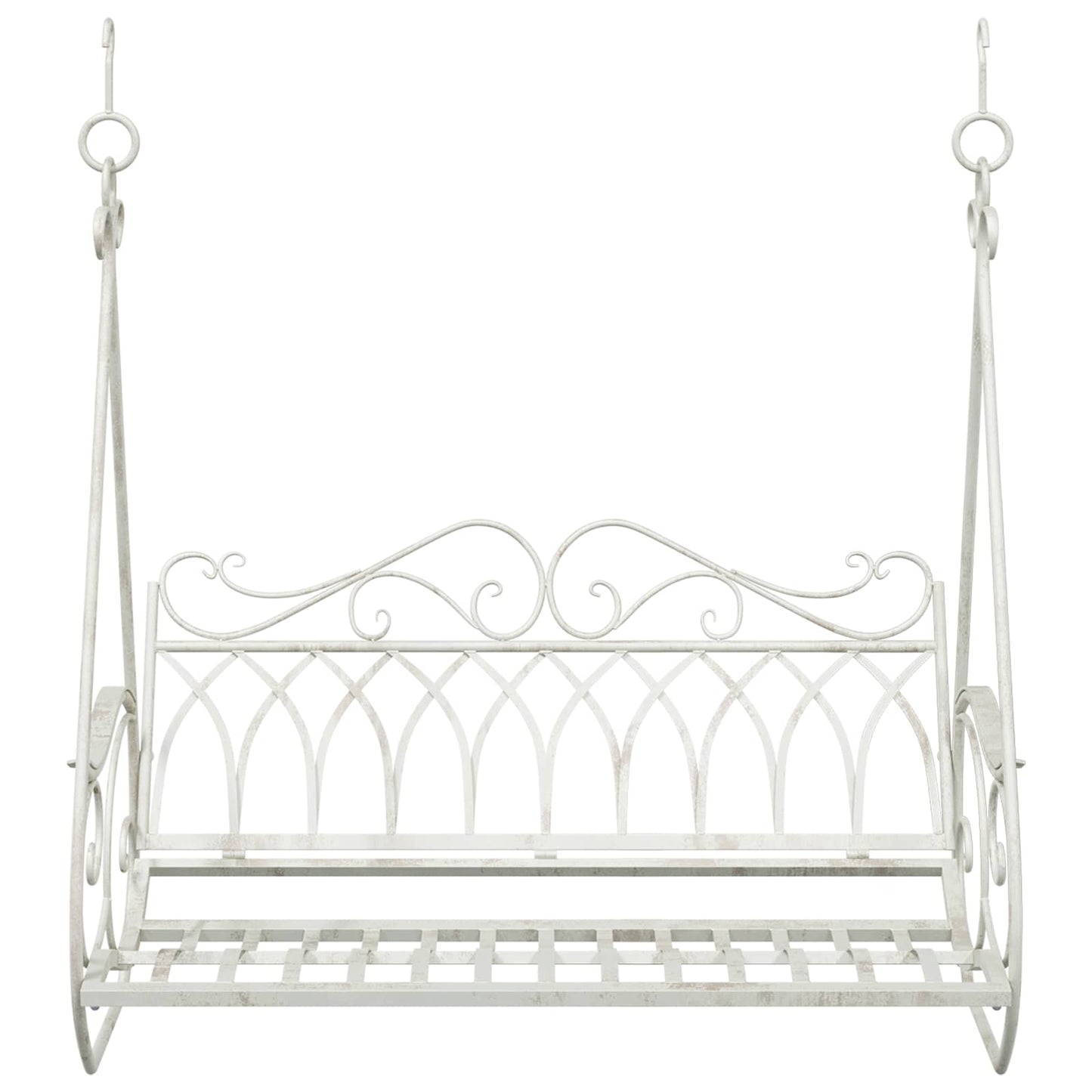 vidaXL Swing Bench Steel 112 x 60 x 126.5 cm Antique White