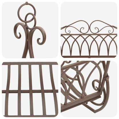 vidaXL Swing Bench Steel 112 x 60 x 126.5 cm Antique Brown