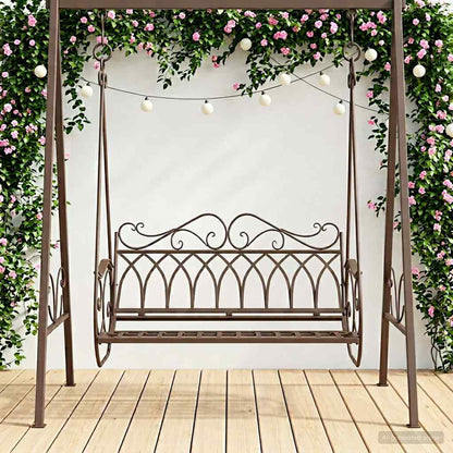 vidaXL Swing Bench Steel 112 x 60 x 126.5 cm Antique Brown