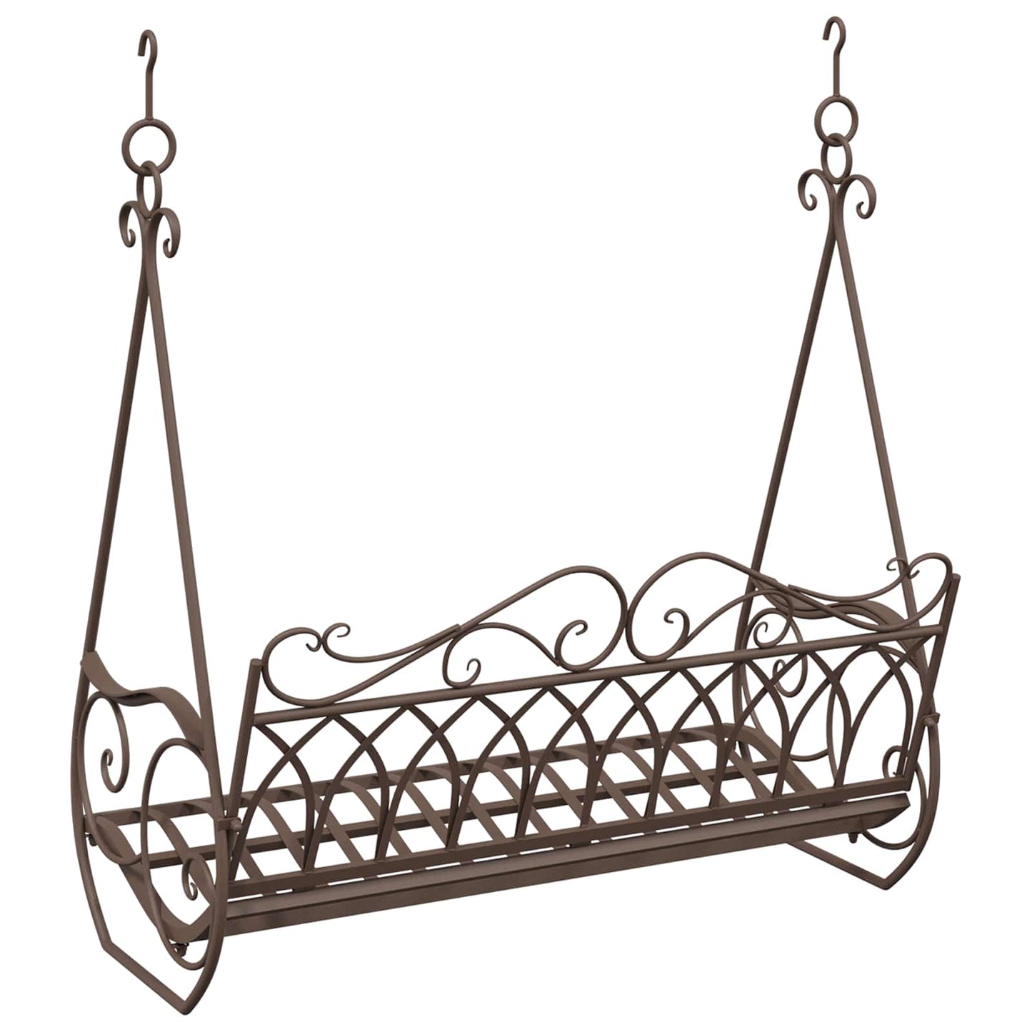vidaXL Swing Bench Steel 112 x 60 x 126.5 cm Antique Brown