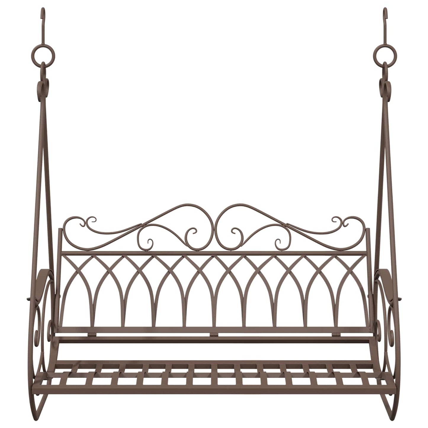 vidaXL Swing Bench Steel 112 x 60 x 126.5 cm Antique Brown