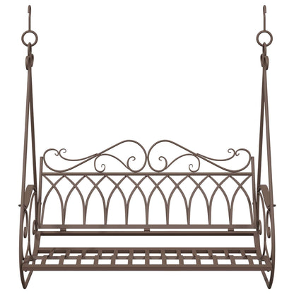 vidaXL Swing Bench Steel 112 x 60 x 126.5 cm Antique Brown