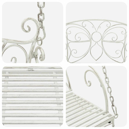 vidaXL Swing Bench Steel 105.5 x 61 x 56 cm Antique White