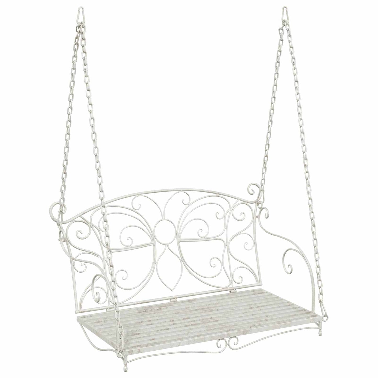 vidaXL Swing Bench Steel 105.5 x 61 x 56 cm Antique White