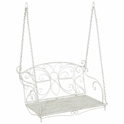 vidaXL Swing Bench Steel 105.5 x 61 x 56 cm Antique White