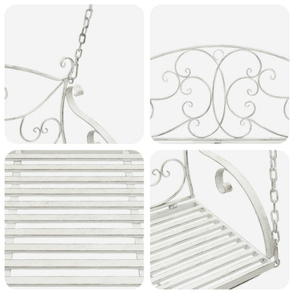 vidaXL Swing Bench Steel 110 x 52.5 x 47 cm Antique White