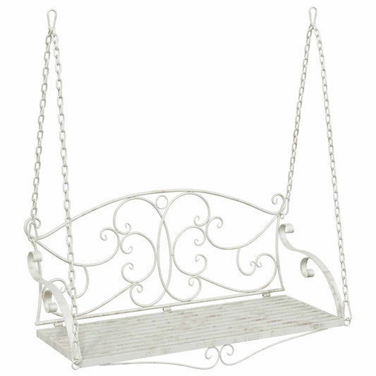 vidaXL Swing Bench Steel 110 x 52.5 x 47 cm Antique White