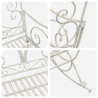 vidaXL Garden Bench Antique White Steel