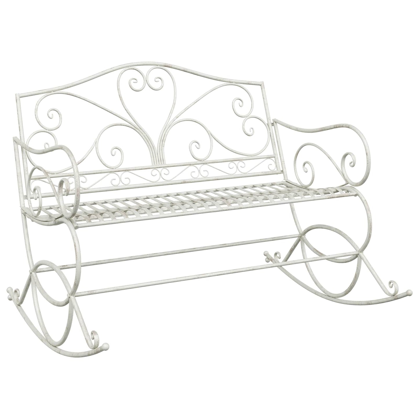 vidaXL Garden Bench Antique White Steel