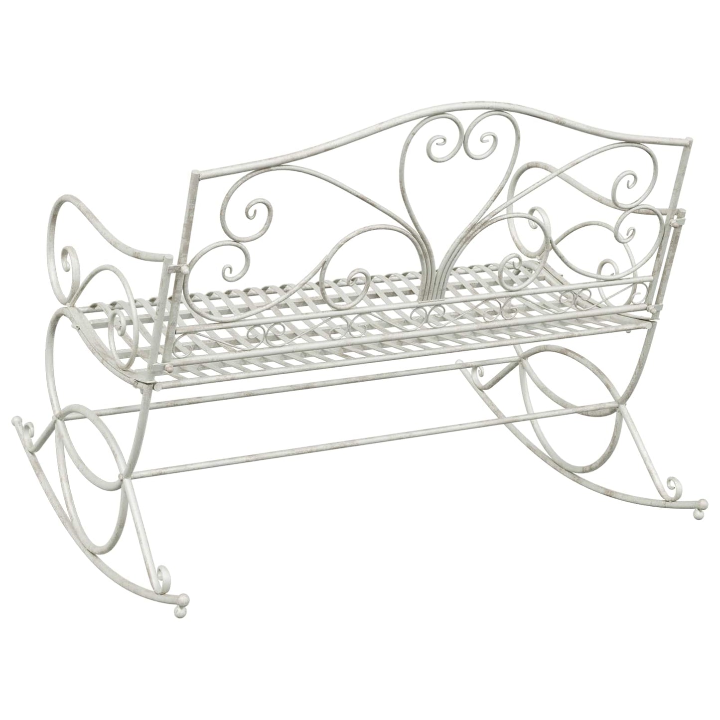 vidaXL Garden Bench Antique White Steel
