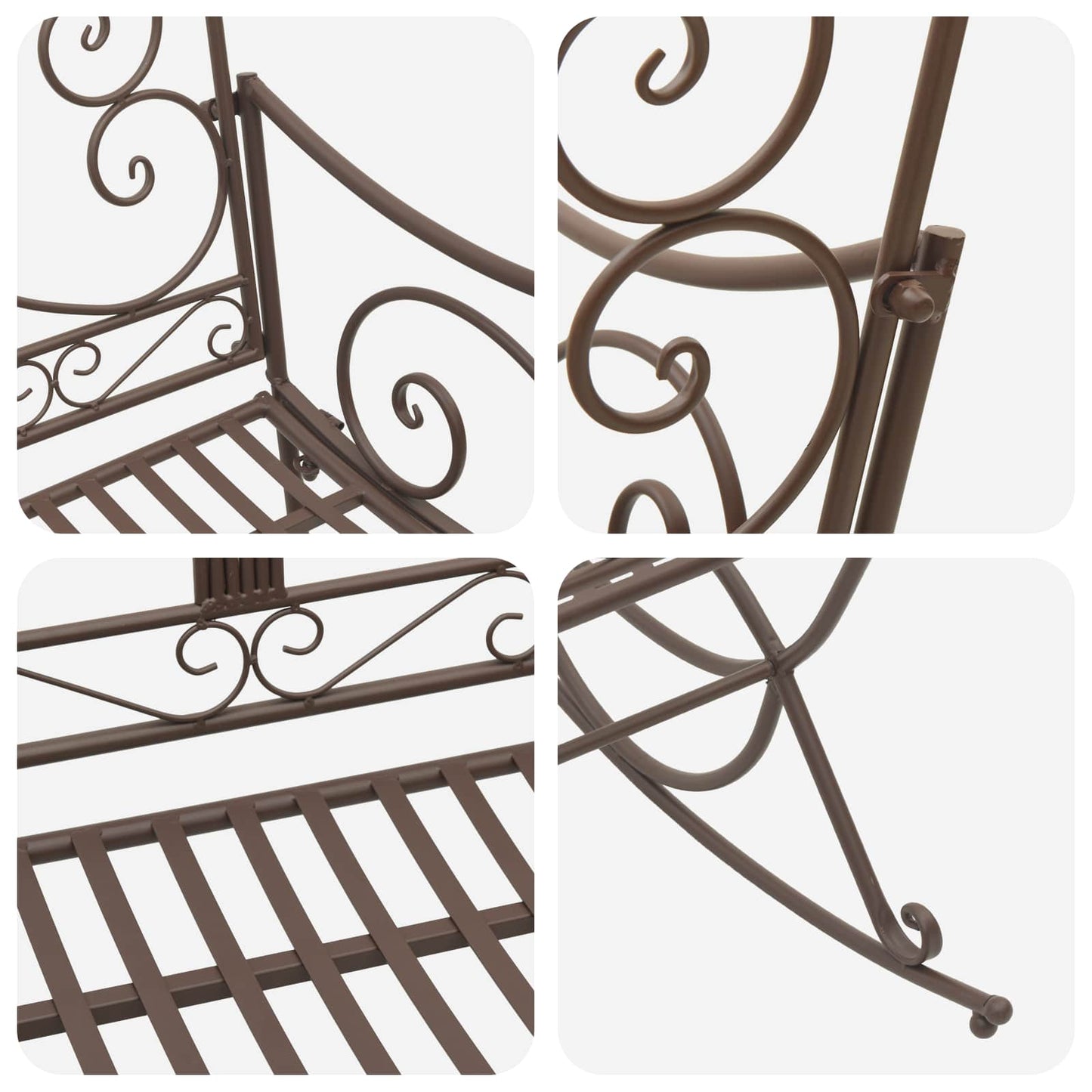vidaXL Garden Bench Antique Brown Steel