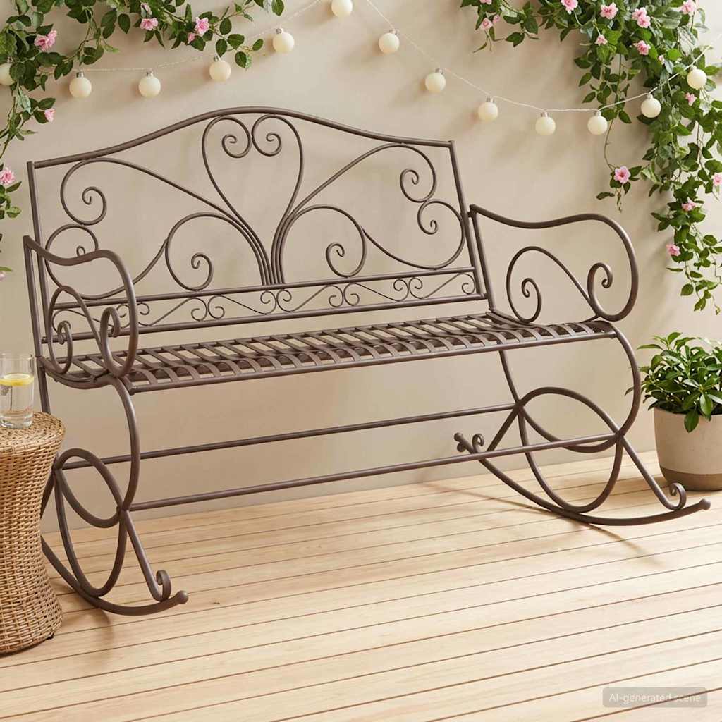 vidaXL Garden Bench Antique Brown Steel