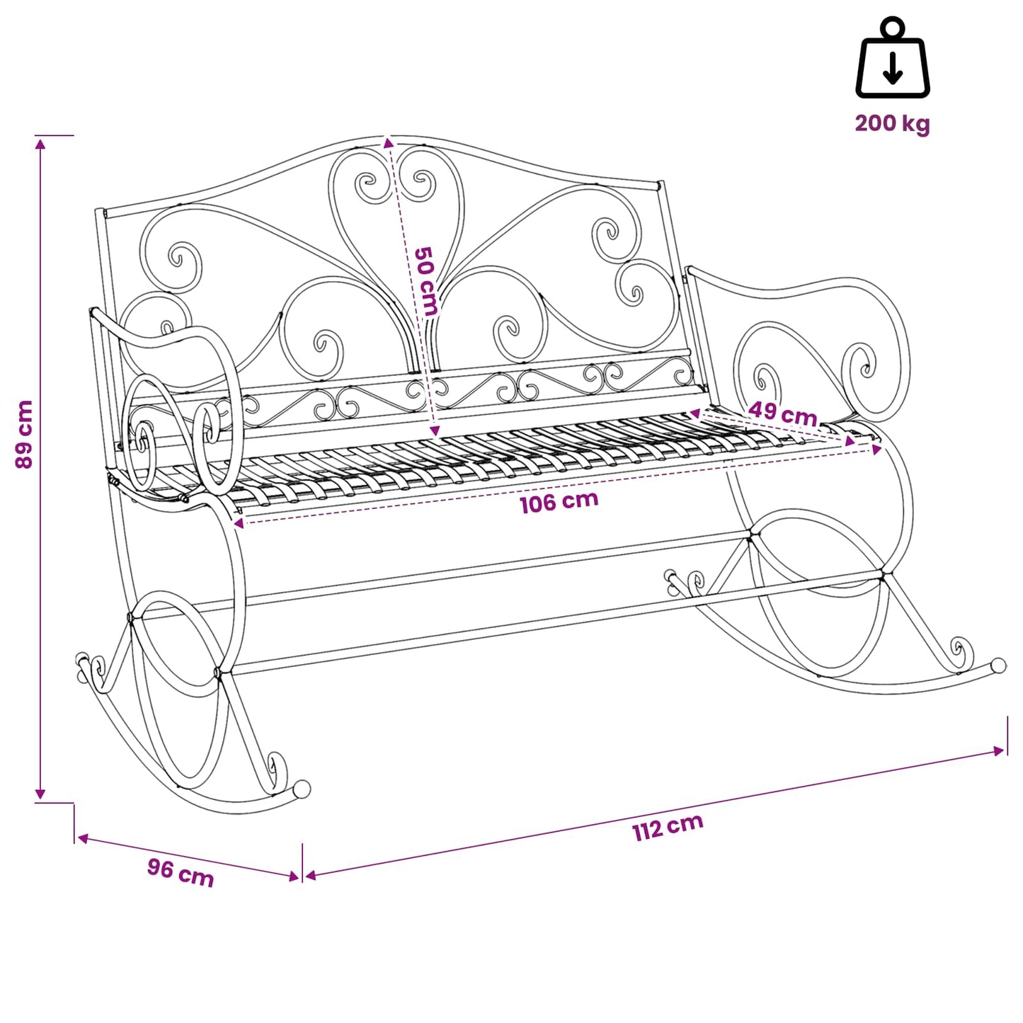 vidaXL Garden Bench Antique Brown Steel