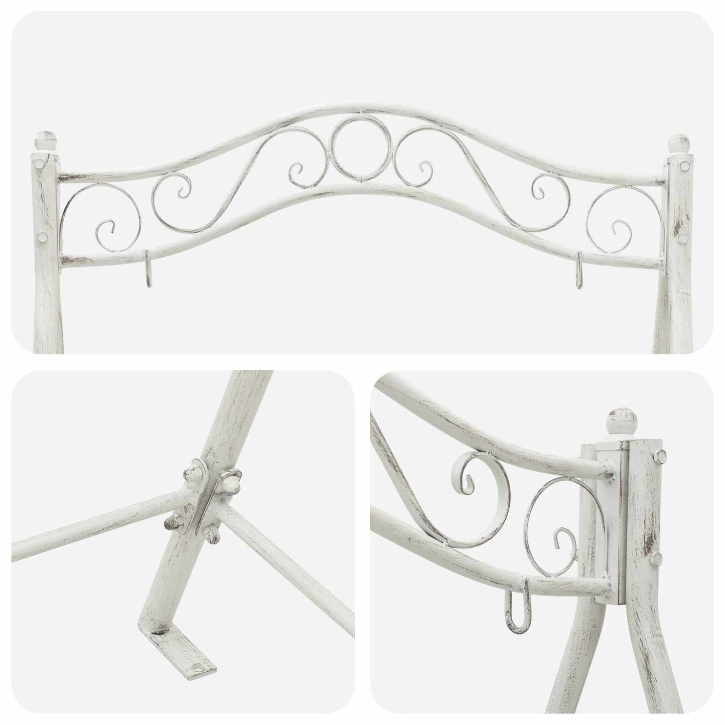 vidaXL Swing Frame Antique White 113 x 121.5 x 168 cm Steel
