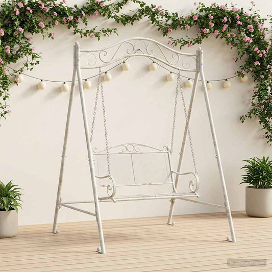 vidaXL Swing Frame Antique White 113 x 121.5 x 168 cm Steel