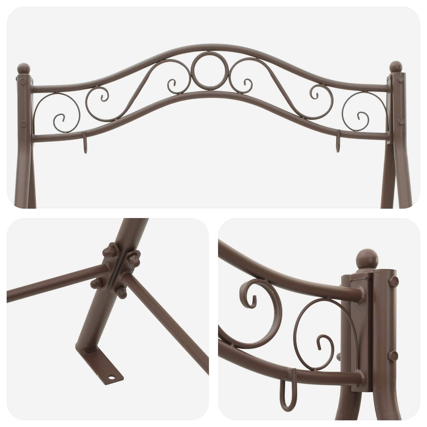 vidaXL Swing Frame Antique Brown 113 x 121.5 x 168 cm Steel