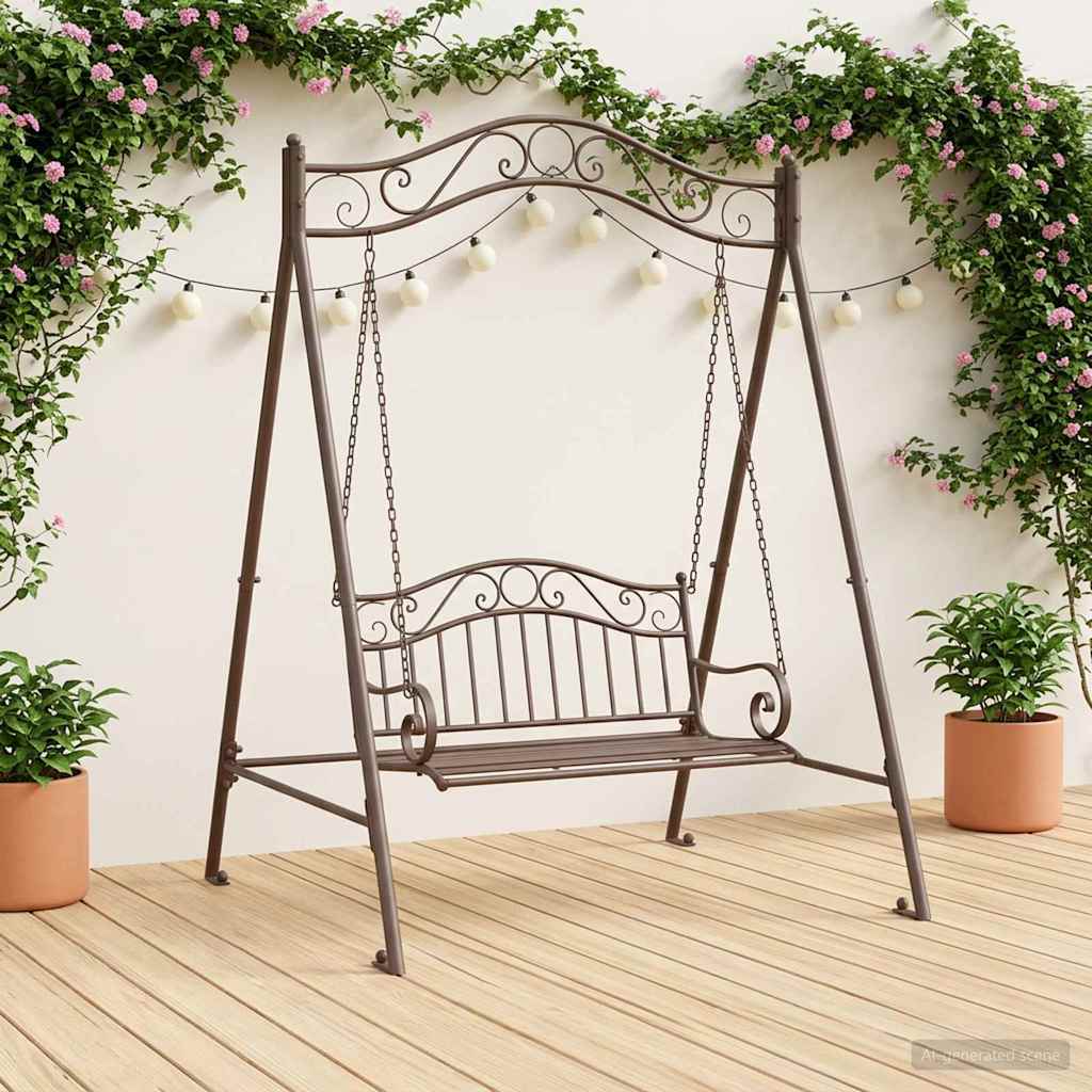 vidaXL Swing Frame Antique Brown 113 x 121.5 x 168 cm Steel
