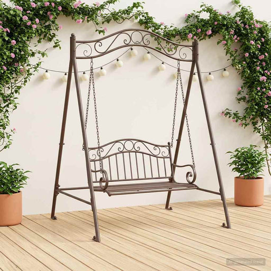 vidaXL Swing Frame Antique Brown 113 x 121.5 x 168 cm Steel