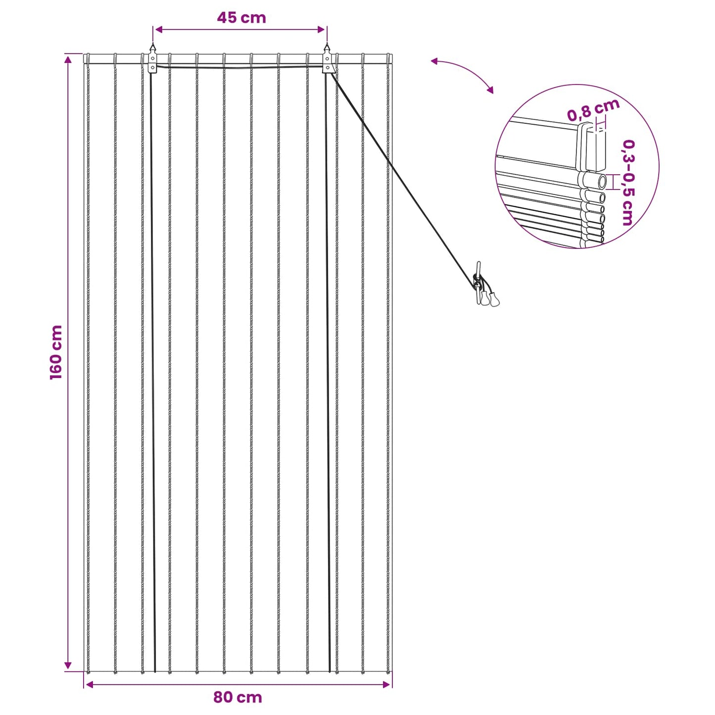 vidaXL Roller Blind Natural 80 x 160 cm Reed