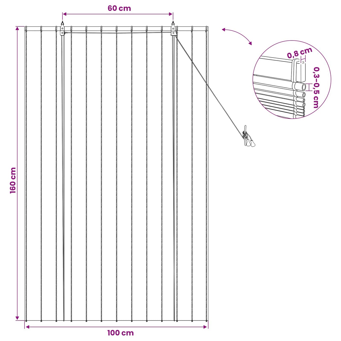 vidaXL Roller Blind Natural 100 x 160 cm Reed