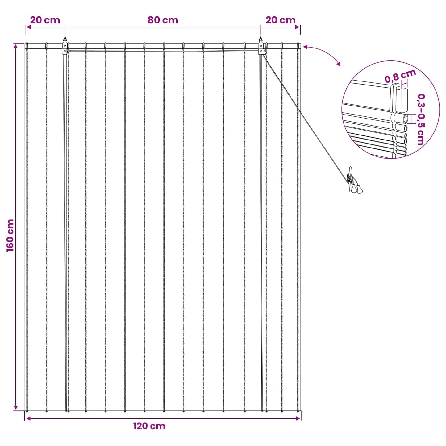 vidaXL Roller Blind Natural 120 x 160 cm Reed
