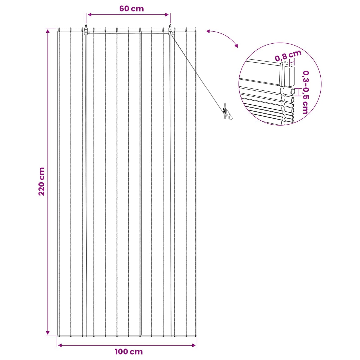 vidaXL Roller Blind Natural 100 x 220 cm Reed