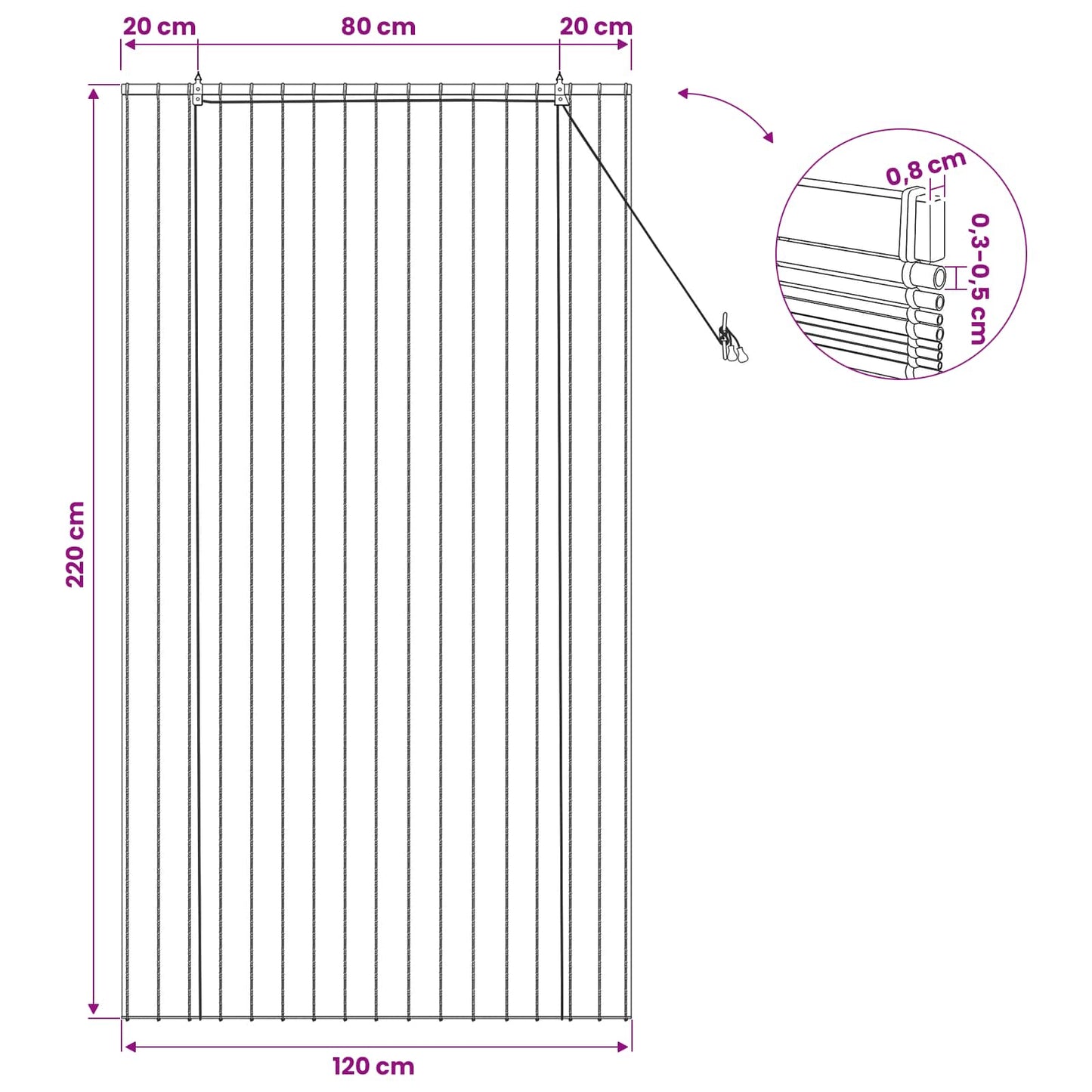 vidaXL Roller Blind Natural 120 x 220 cm Reed