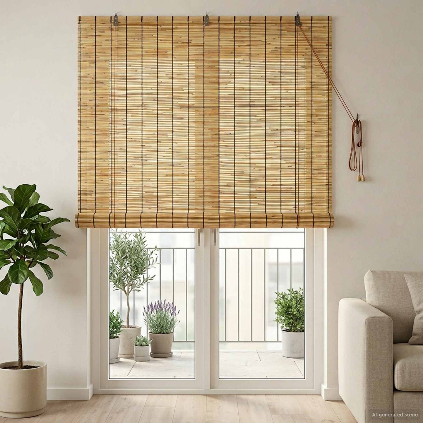 vidaXL Roller Blind Natural 140 x 220 cm Reed