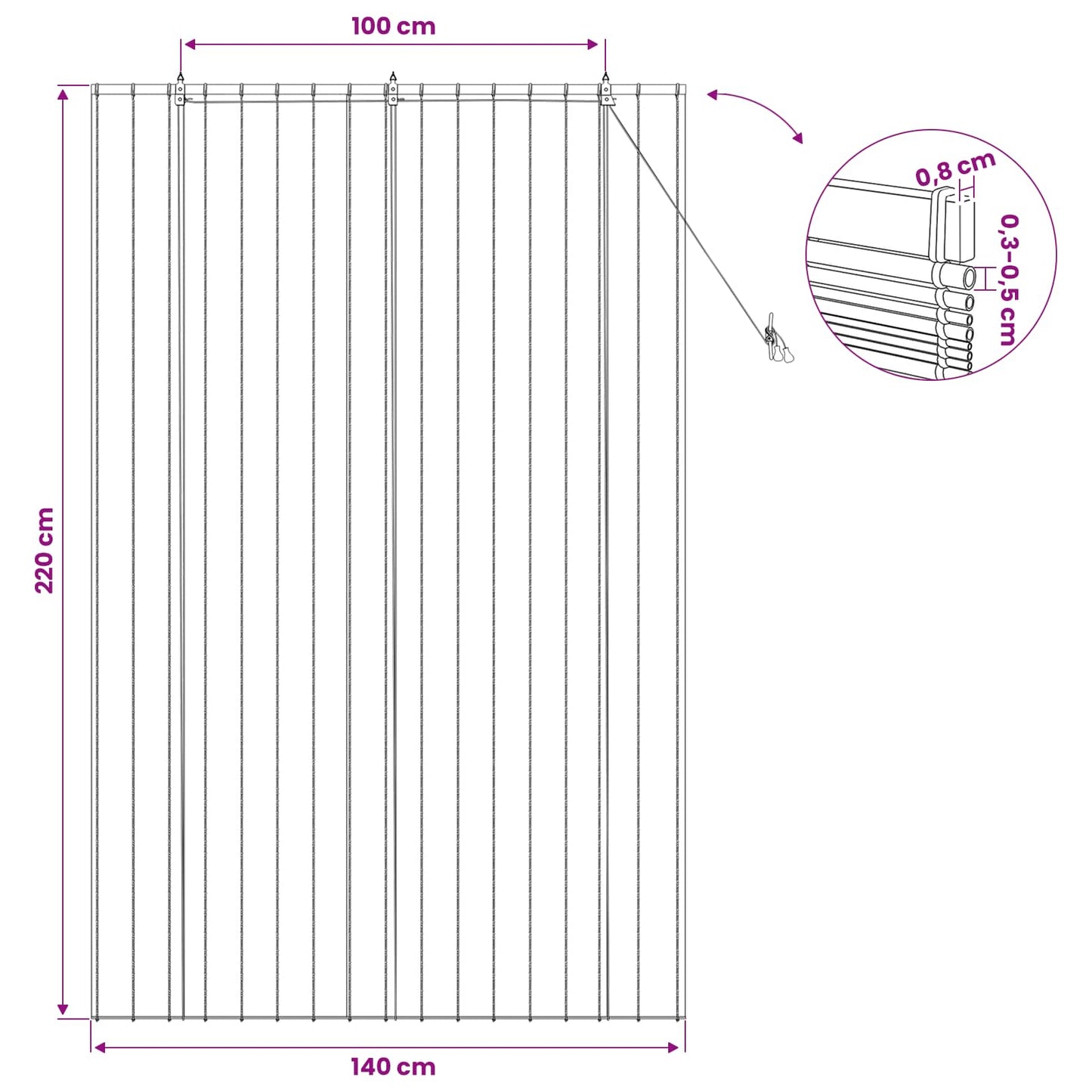 vidaXL Roller Blind Natural 140 x 220 cm Reed