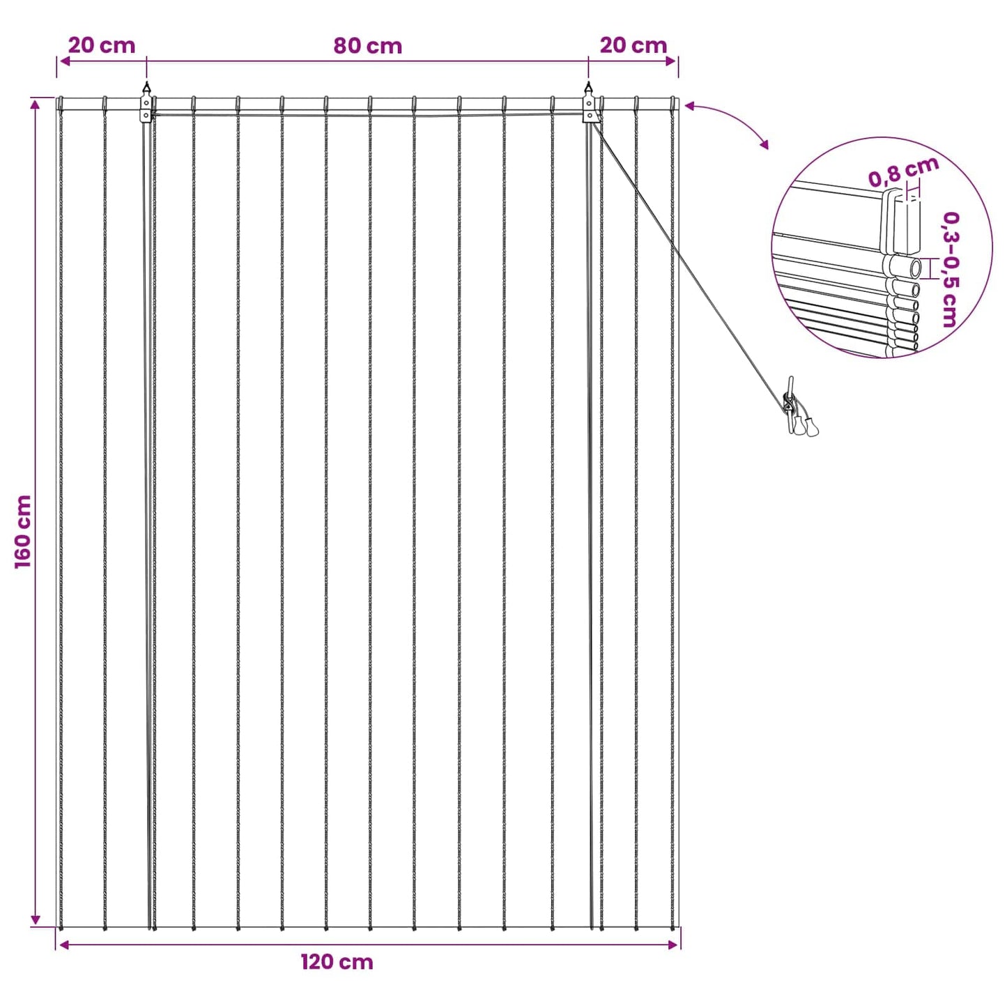 vidaXL Roller Blind Brown 120 x 160 cm Reed