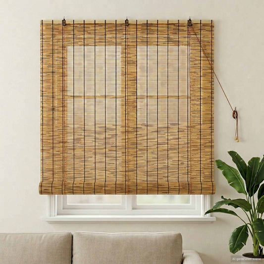 vidaXL Roller Blind Brown 140 x 160 cm Reed