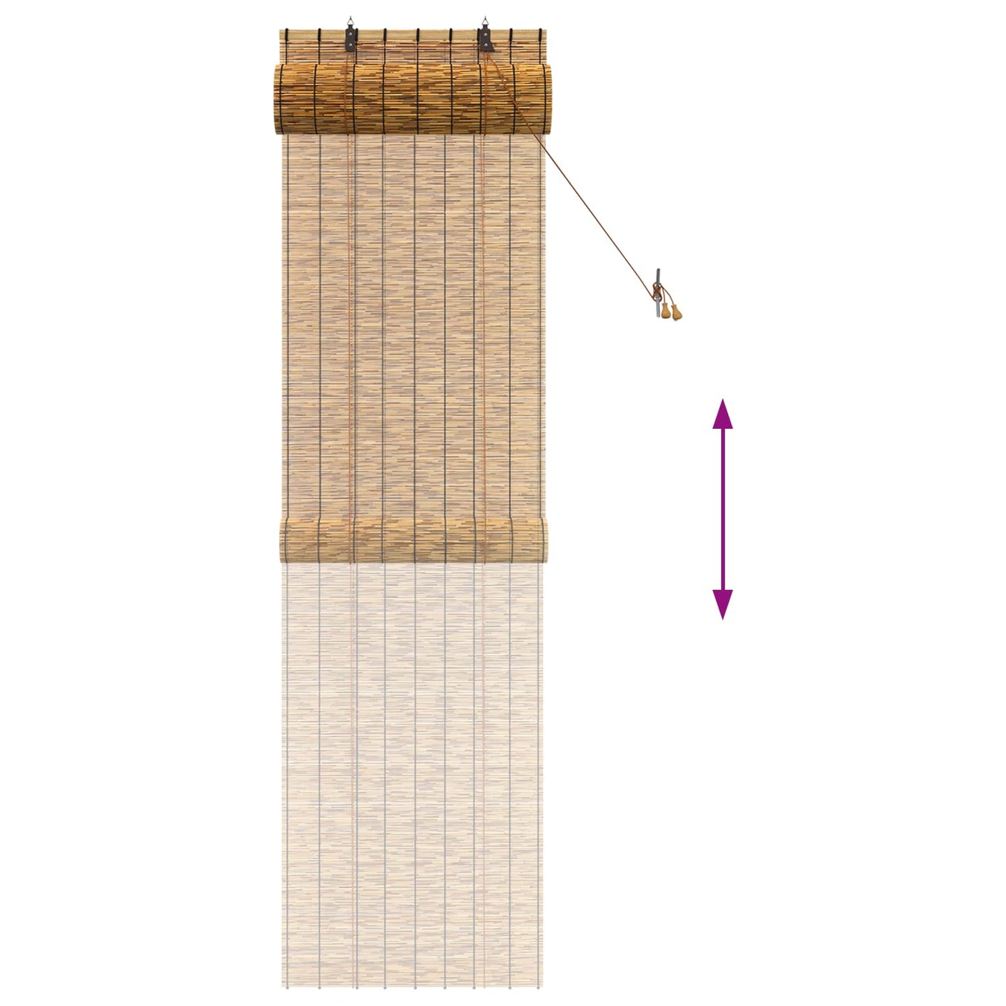 vidaXL Roller Blind Brown 60 x 220 cm Reed